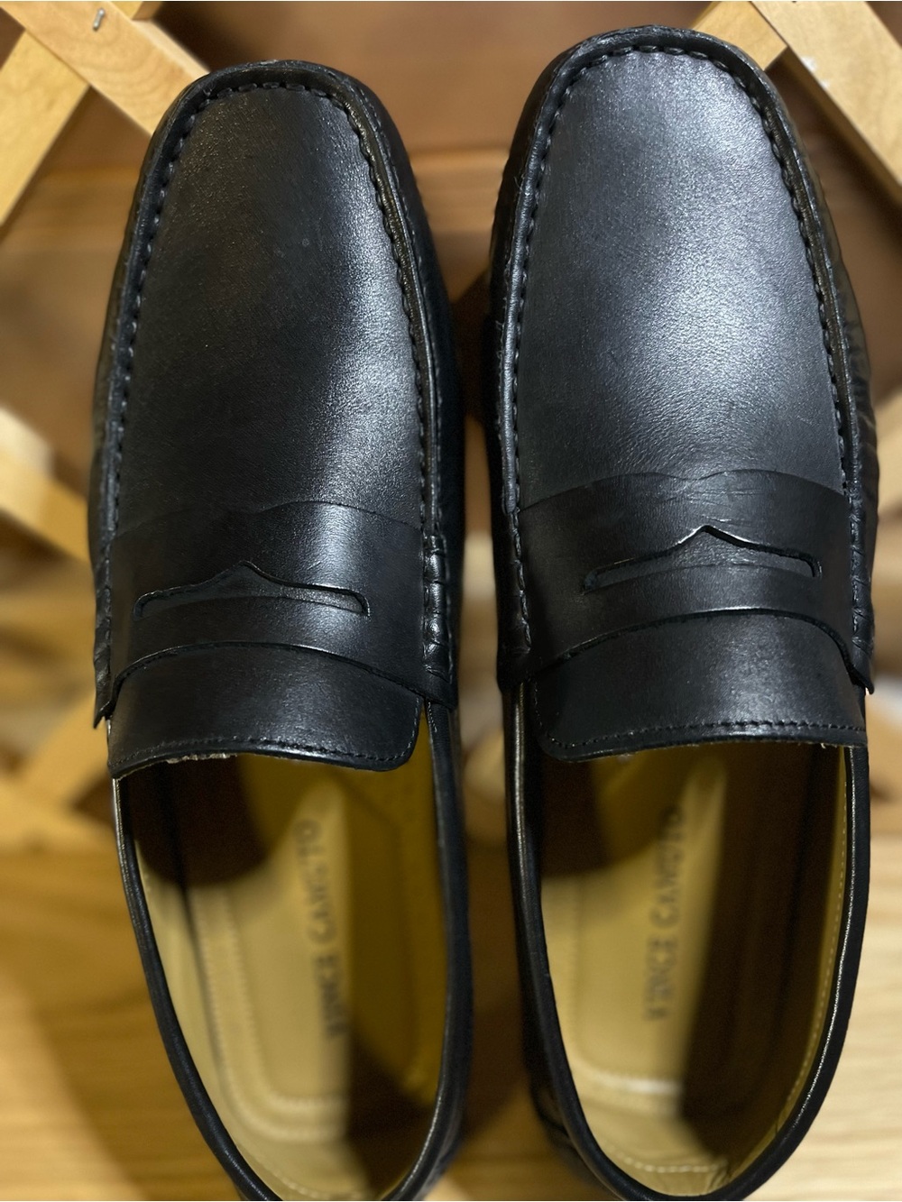 Vince Camuto Men’s Sz 10.5 M -BLK Genuine Leather VY-Esmail Driving Loafers